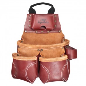 Custom LeatherCraft 21428 10 Pocket Construction Worker's Heavy Duty Leather Nail & Tool Bag