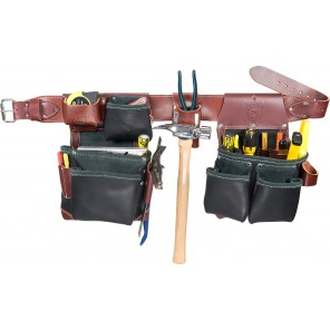 Occidental Leather B5625 Green Building Framer Tool Belt Set - Brown Leather Belt - Black Bags